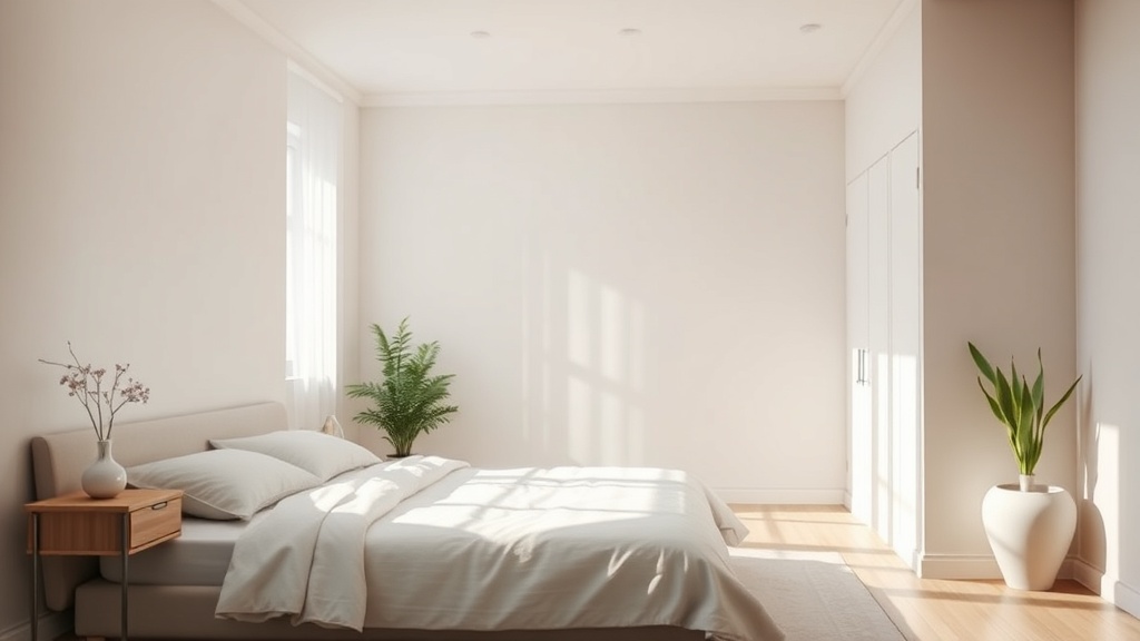 쾌적한 온습도가 유지되어 평온한 분위기를 자아내는 현대적인 침실의 모습